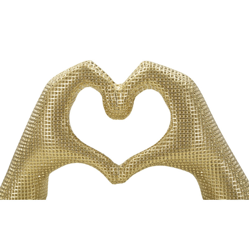 Sculpture moderne chic Mains Coeur 25 cm Résine Doré Lover Mauro Ferretti - 4