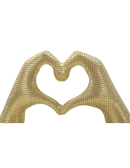 Sculpture moderne chic Mains Coeur 25 cm Résine Doré Lover Mauro Ferretti - 4
