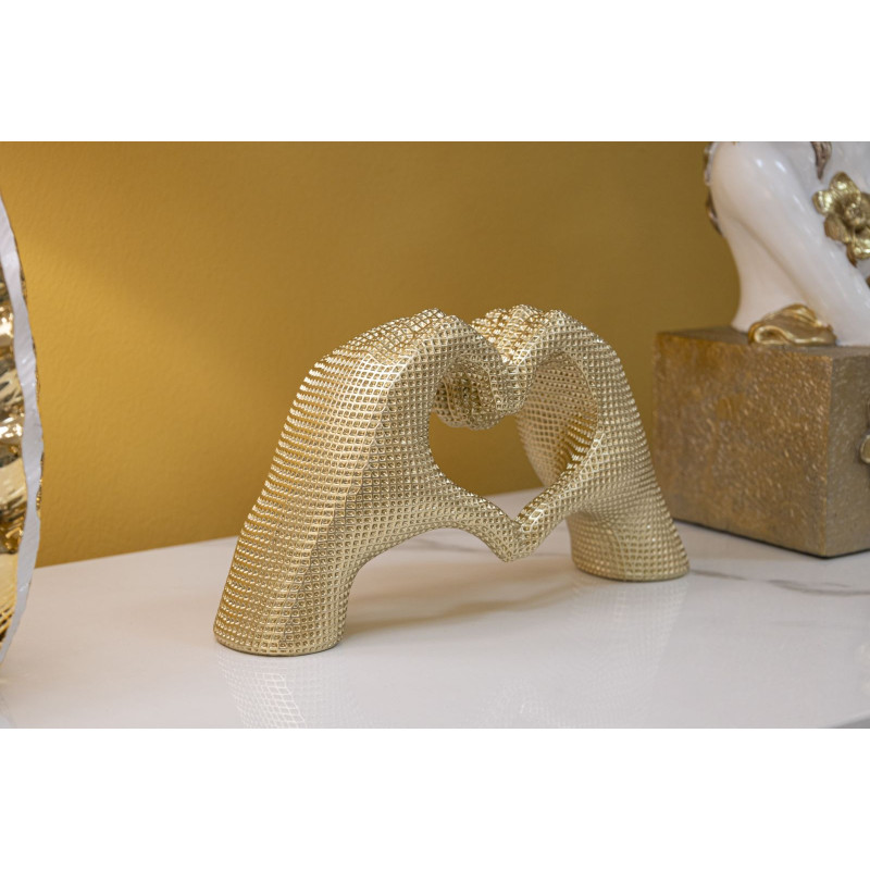 Sculpture moderne chic Mains Coeur 25 cm Résine Doré Lover Mauro Ferretti - 6