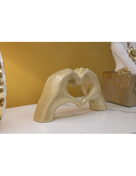 Sculpture moderne chic Mains Coeur 25 cm Résine Doré Lover Mauro Ferretti - 6