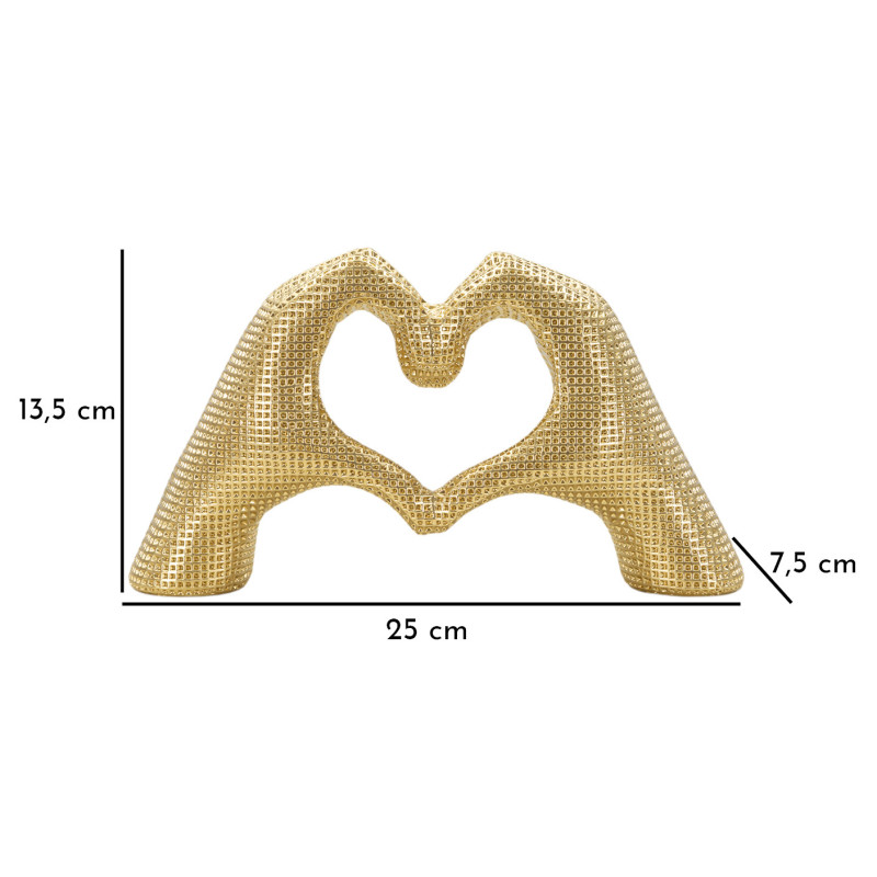 Sculpture moderne chic Mains Coeur 25 cm Résine Doré Lover Mauro Ferretti - 7