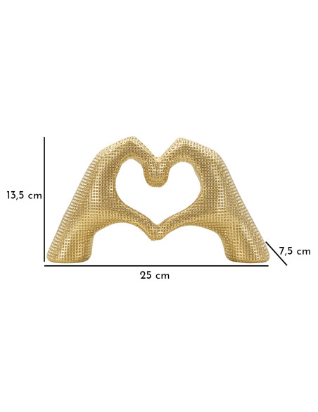 Sculpture moderne chic Mains Coeur 25 cm Résine Doré Lover Mauro Ferretti - 7