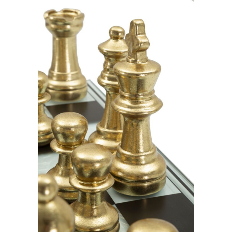 Grand Jeu d'échecs design chic 50 cm Verre Résine Doré Argenté Scacchierra Mauro Ferretti - 8
