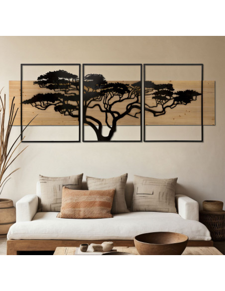 PANNELLO DA MURO LAGOS FERRO E WOOD SET 3PZ CM 204X2X80 (72X2X80-60X2X80) 