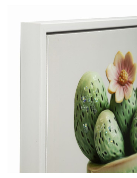 STAMPA SU TELA LACCATA C/CORNICE VASETTO CACTUS -A- CM 40X2,8X40 