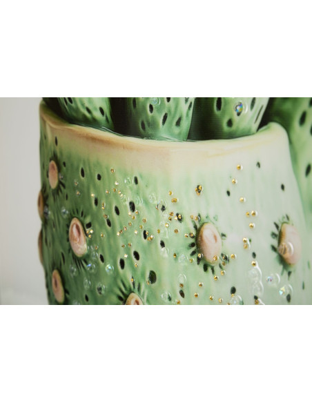 STAMPA SU TELA LACCATA C/CORNICE VASETTO CACTUS -A- CM 40X2,8X40 