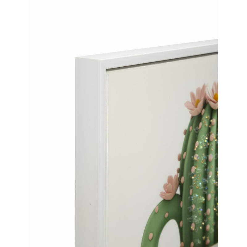 STAMPA SU TELA LACCATA C/CORNICE VASETTO CACTUS -B- CM 40X2,8X40 