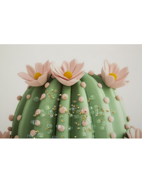 STAMPA SU TELA LACCATA C/CORNICE VASETTO CACTUS -B- CM 40X2,8X40 