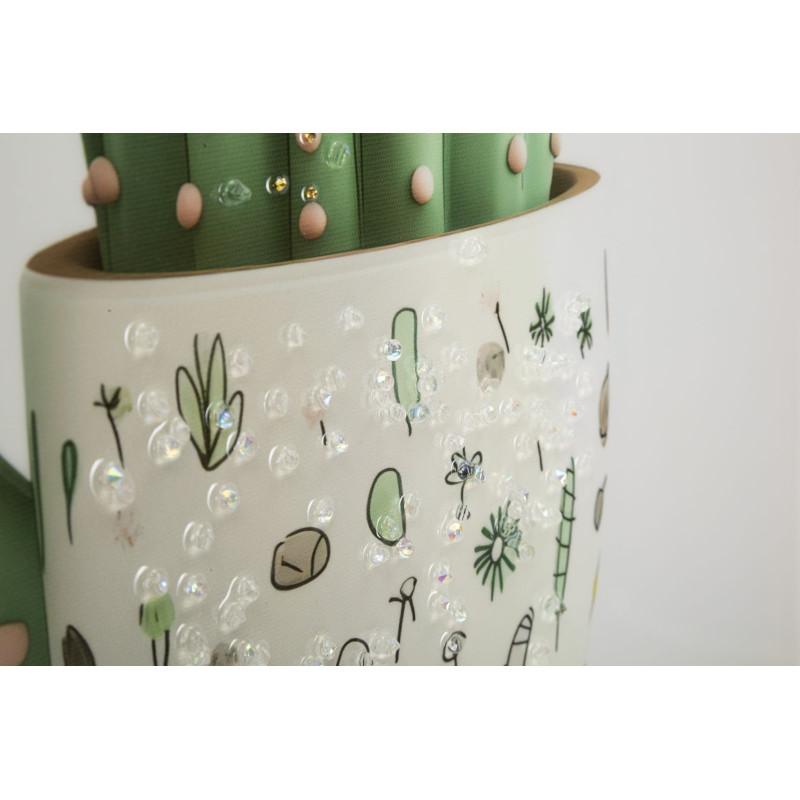 STAMPA SU TELA LACCATA C/CORNICE VASETTO CACTUS -B- CM 40X2,8X40 