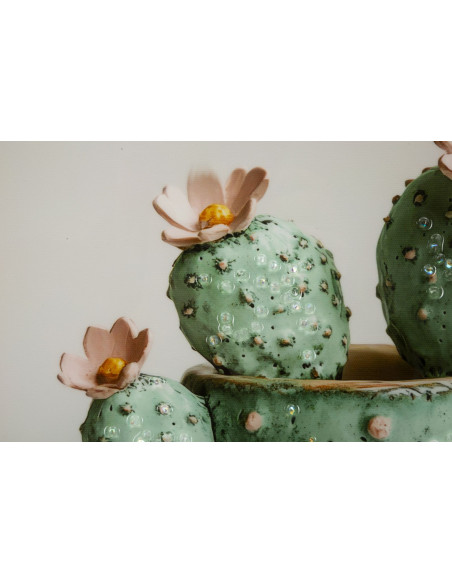 STAMPA SU TELA LACCATA C/CORNICE VASETTO CACTUS -C- CM 40X2,8X40 