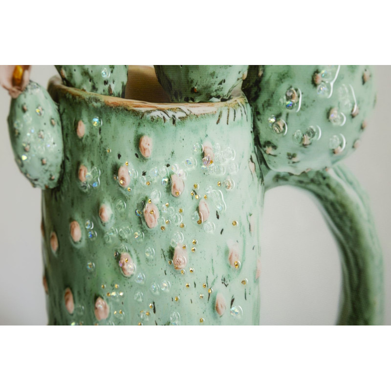 STAMPA SU TELA LACCATA C/CORNICE VASETTO CACTUS -C- CM 40X2,8X40 