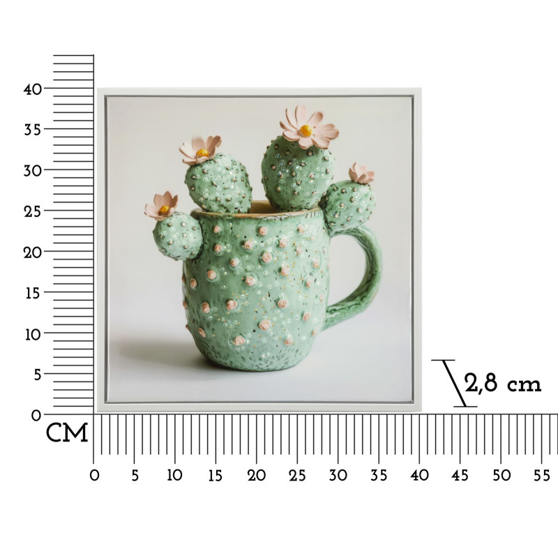 STAMPA SU TELA LACCATA C/CORNICE VASETTO CACTUS -C- CM 40X2,8X40 