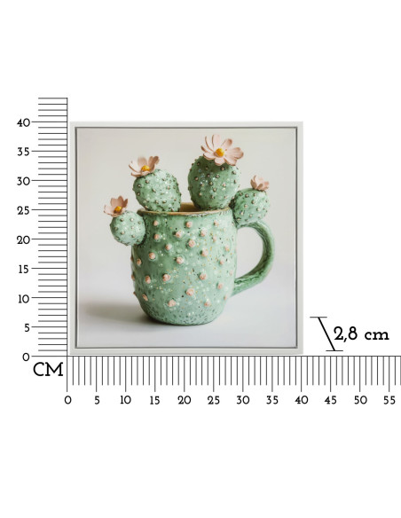 STAMPA SU TELA LACCATA C/CORNICE VASETTO CACTUS -C- CM 40X2,8X40 
