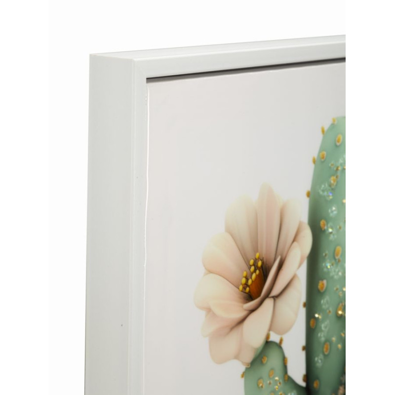 STAMPA SU TELA LACCATA C/CORNICE VASETTO CACTUS -D- CM 40X2,8X40 
