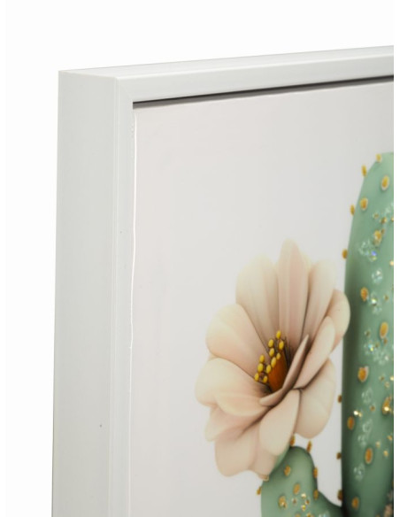 STAMPA SU TELA LACCATA C/CORNICE VASETTO CACTUS -D- CM 40X2,8X40 