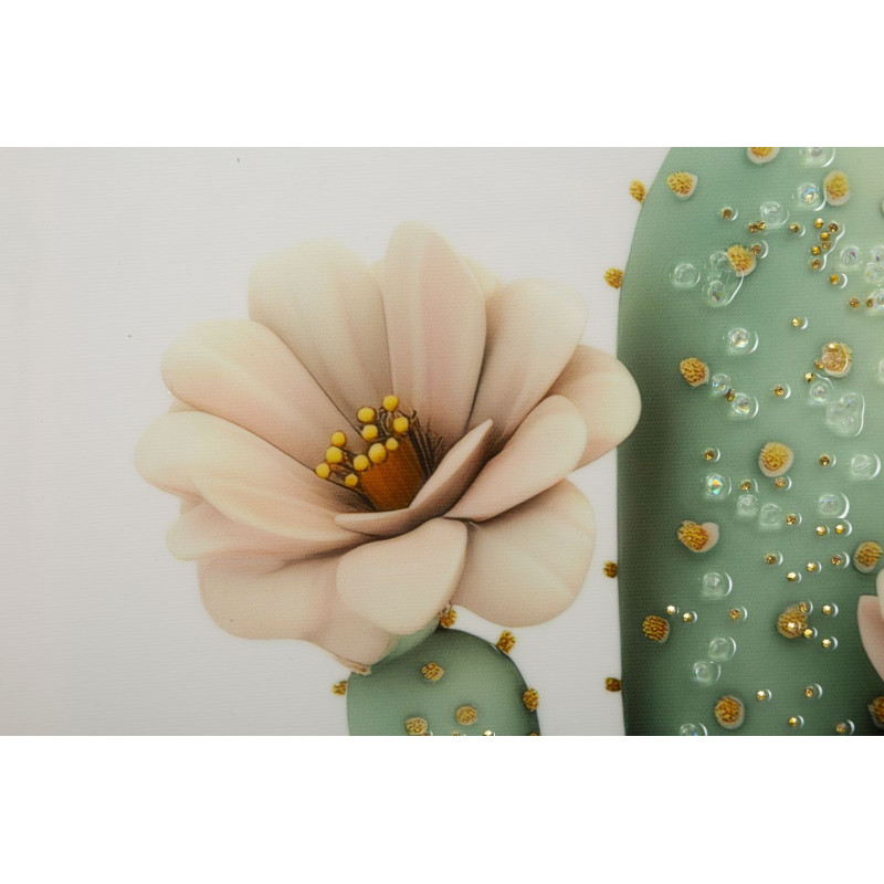 STAMPA SU TELA LACCATA C/CORNICE VASETTO CACTUS -D- CM 40X2,8X40 