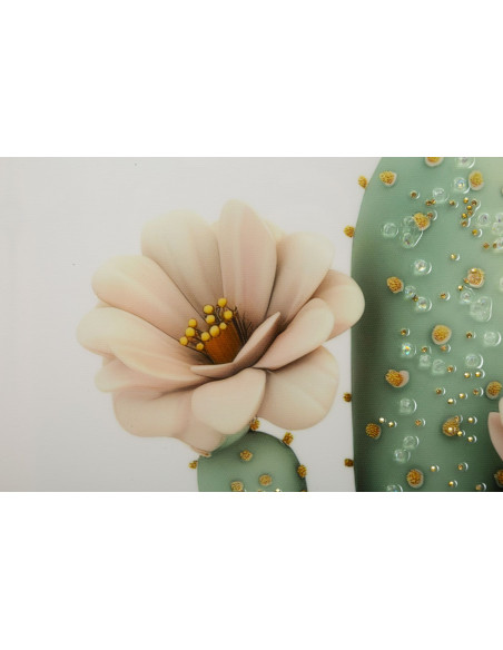 STAMPA SU TELA LACCATA C/CORNICE VASETTO CACTUS -D- CM 40X2,8X40 