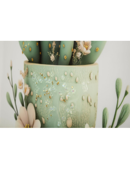 STAMPA SU TELA LACCATA C/CORNICE VASETTO CACTUS -D- CM 40X2,8X40 