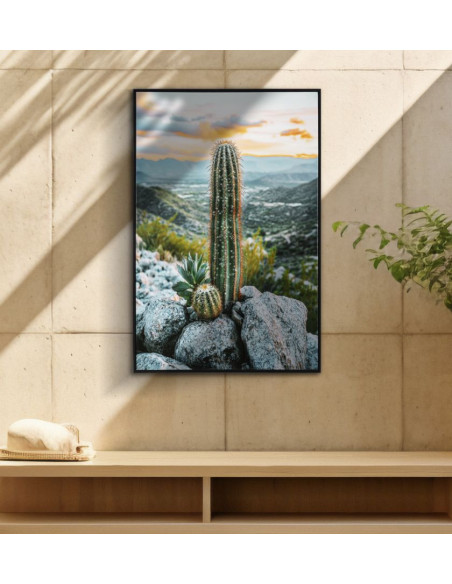 STAMPA SU TELA LACCATA C/CORNICE CACTUS -A- CM 60X4X90 