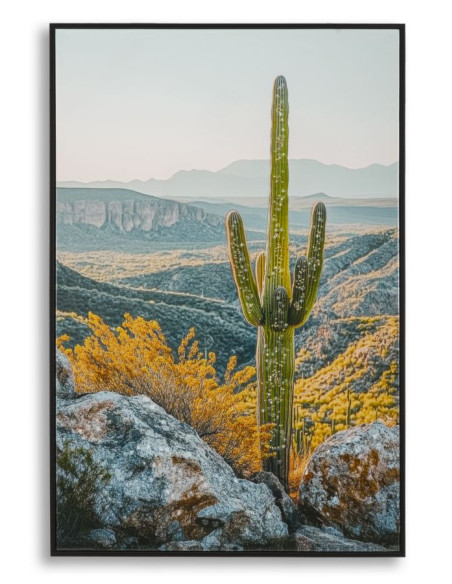 STAMPA SU TELA LACCATA C/CORNICE CACTUS -B- CM 60X4X90 