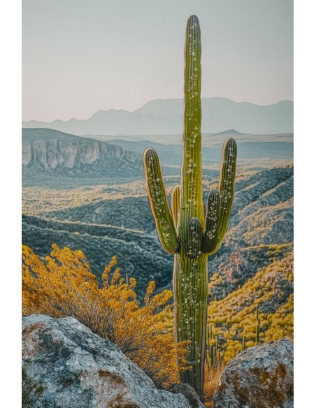 STAMPA SU TELA LACCATA C/CORNICE CACTUS -B- CM 60X4X90 