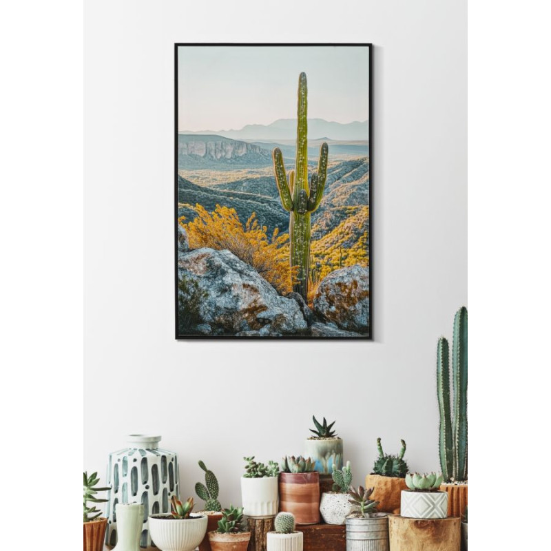 STAMPA SU TELA LACCATA C/CORNICE CACTUS -B- CM 60X4X90 
