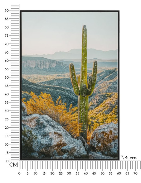 STAMPA SU TELA LACCATA C/CORNICE CACTUS -B- CM 60X4X90 