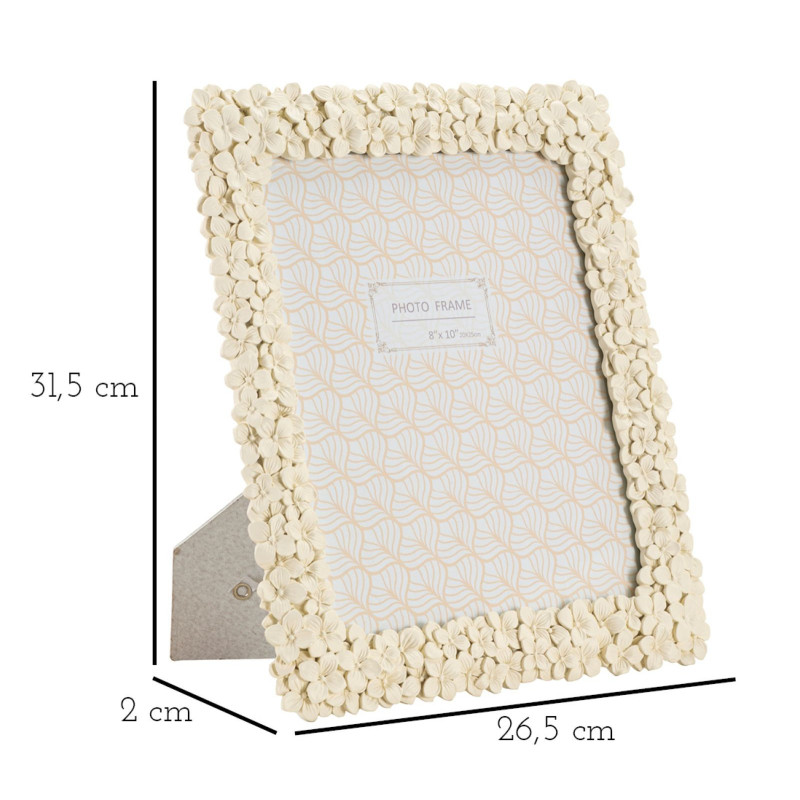 Grand Cadre photo romantique Fleurs pour photo 20x25 Résine Blanc crème Floty Mauro Ferretti - 6