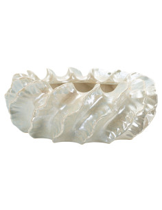 Cache-pot bord de mer coquillage Organique D 43 cm Céramique Blanc perle Effet irisé Perly Mauro Ferretti - 1