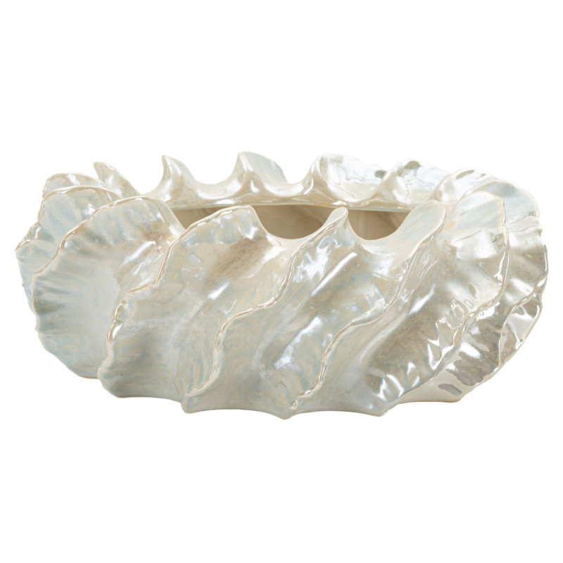 Cache-pot bord de mer coquillage Organique D 43 cm Céramique Blanc perle Effet irisé Perly Mauro Ferretti - 1