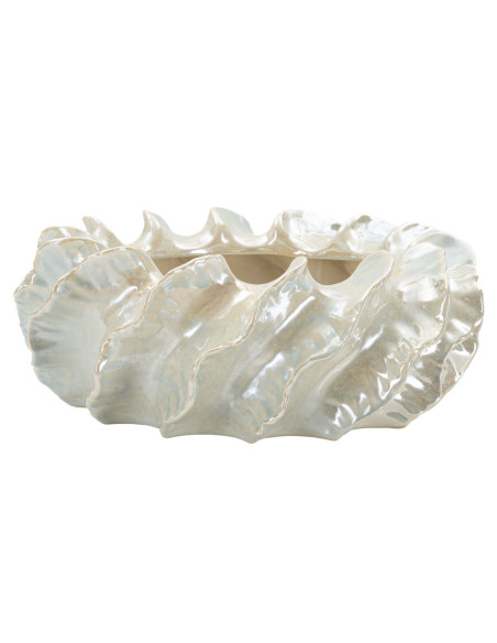 Cache-pot bord de mer coquillage Organique D 43 cm Céramique Blanc perle Effet irisé Perly Mauro Ferretti - 1