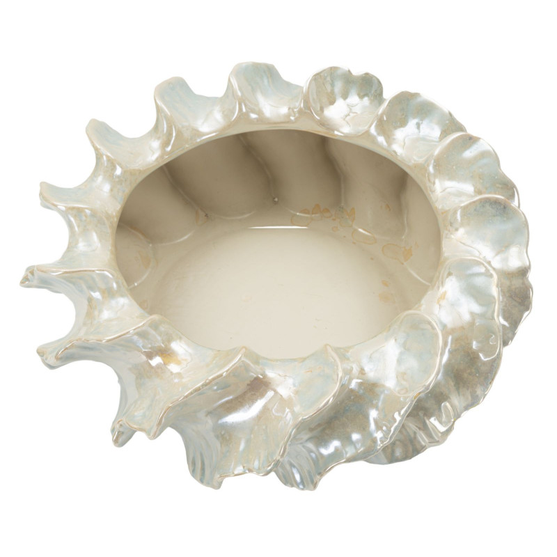 Cache-pot bord de mer coquillage Organique D 43 cm Céramique Blanc perle Effet irisé Perly Mauro Ferretti - 2