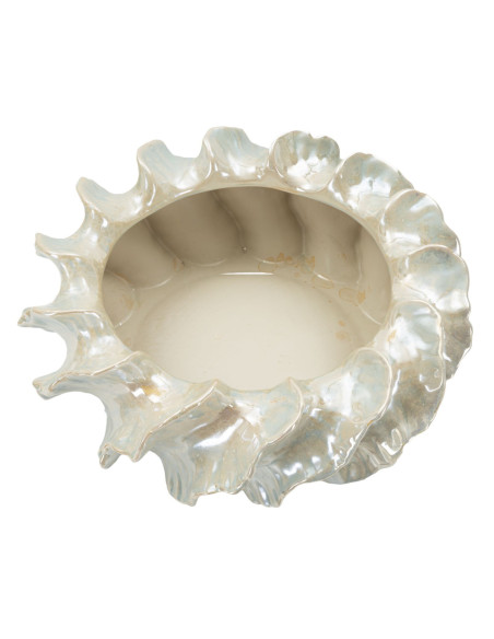 Cache-pot bord de mer coquillage Organique D 43 cm Céramique Blanc perle Effet irisé Perly Mauro Ferretti - 2