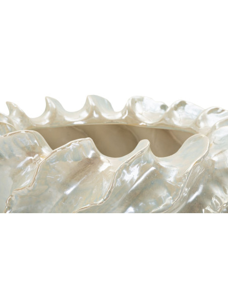 Cache-pot bord de mer coquillage Organique D 43 cm Céramique Blanc perle Effet irisé Perly Mauro Ferretti - 3