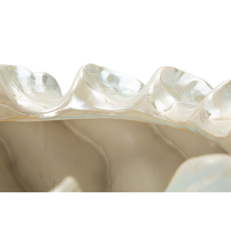 Cache-pot bord de mer coquillage Organique D 43 cm Céramique Blanc perle Effet irisé Perly Mauro Ferretti - 5