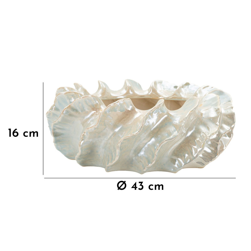 Cache-pot bord de mer coquillage Organique D 43 cm Céramique Blanc perle Effet irisé Perly Mauro Ferretti - 7