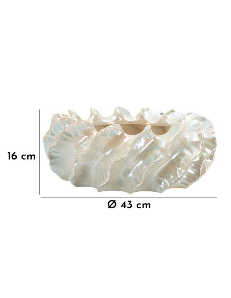 Cache-pot bord de mer coquillage Organique D 43 cm Céramique Blanc perle Effet irisé Perly Mauro Ferretti - 7