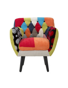 Fauteuil design Patchwork Tissu Multicolore Bois d'hévéa Noir Bois de pin Imperial Mauro Ferretti - 2