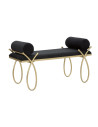 Banquette moderne chic Rubans 1 place 112 cm Tissu Noir Métal Doré Ribbon Mauro Ferretti - 1