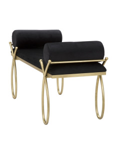 Banquette moderne chic Rubans 1 place 112 cm Tissu Noir Métal Doré Ribbon Mauro Ferretti - 2