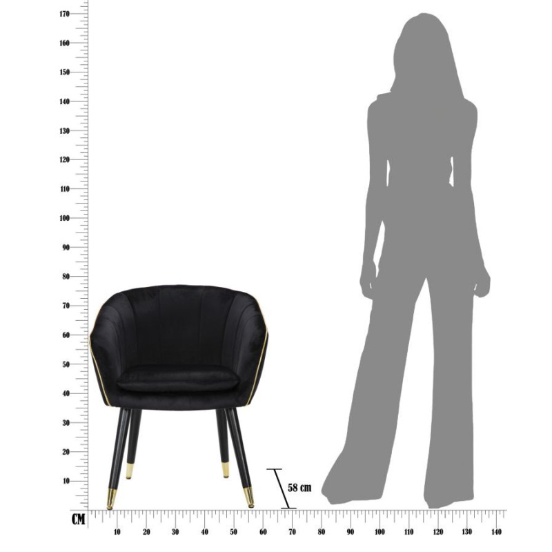 POLTRONA PARIS NERA/GOLD CM 62X58X78 
