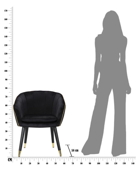 POLTRONA PARIS NERA/GOLD CM 62X58X78 