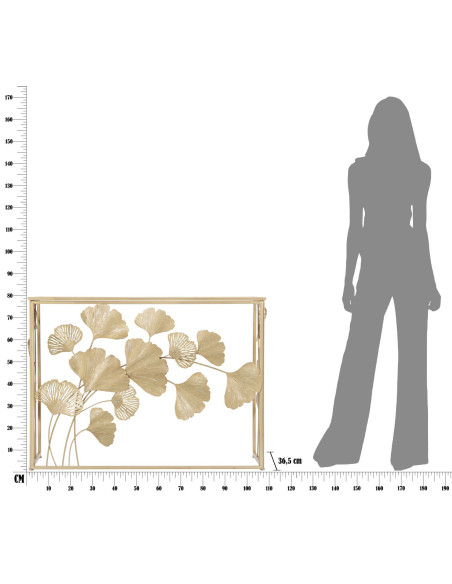 Console moderne chic Feuilles Ginkgo Rectangulaire 108 cm Verre Transparent Métal Doré Leaf Mauro Ferretti - 9