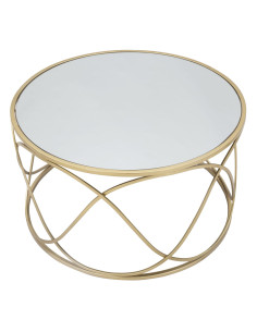 Table basse style art déco moderne Ronde 70 cm Miroir Métal Doré Lury Mauro Ferretti - 2