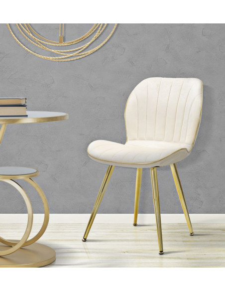 SEDIA PARIS SPACE CREMA /GOLD SET 2 PZ CM 46X58X77 