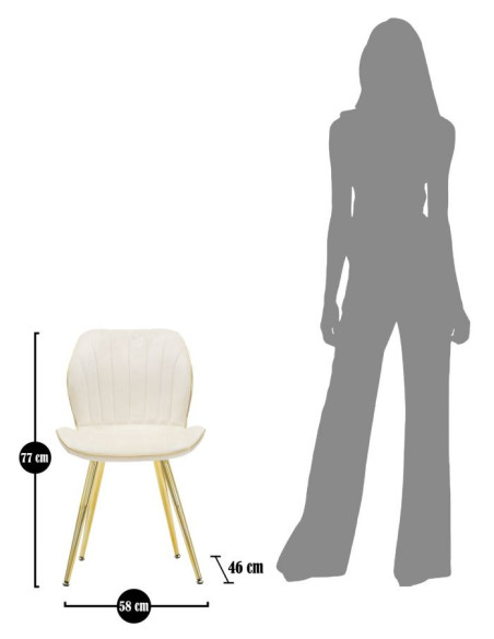 SEDIA PARIS SPACE CREMA /GOLD SET 2 PZ CM 46X58X77 