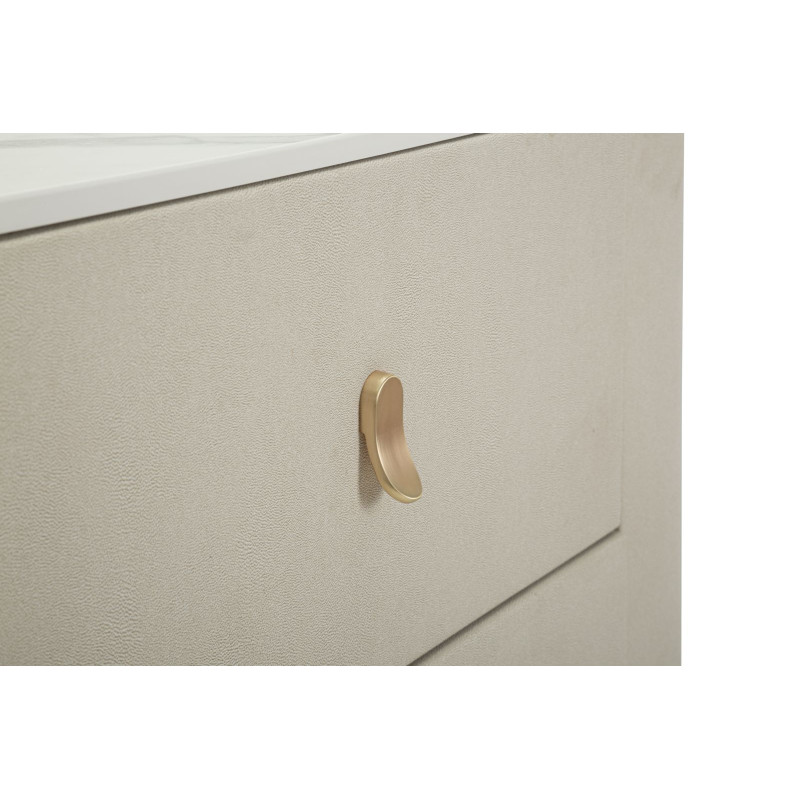 Grande Commode de chambre moderne chic 6 tiroirs 140 cm Bois de pin Bois MDF Métal Crème Doré Beauty Mauro Ferretti - 6