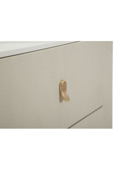Grande Commode de chambre moderne chic 6 tiroirs 140 cm Bois de pin Bois MDF Métal Crème Doré Beauty Mauro Ferretti - 6