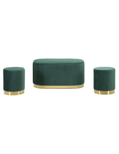 PANCA C/CONTENITORE E SGABELLI SHOPY VERDE SET 3 PZ CM 80X37X42-29X35 