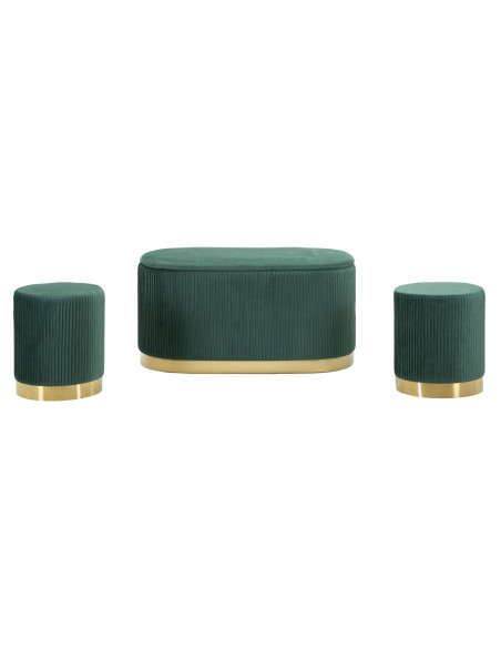 PANCA C/CONTENITORE E SGABELLI SHOPY VERDE SET 3 PZ CM 80X37X42-29X35 